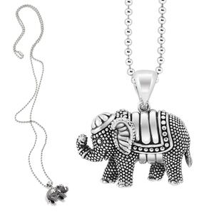 AGOS Rare Wonders Elephant Pendant Necklace in Sterling Silver 34"L